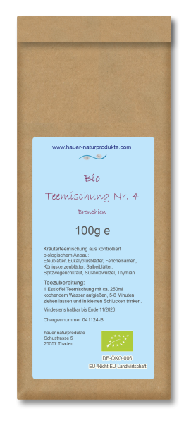 Bio-Teemischung Nr.4 (Bronchien), aus kontrolliert biologischem Anbau, 100g